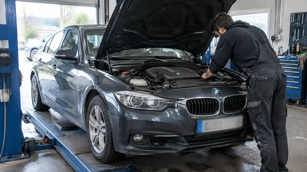 BMW 318i mit Dreizylinder-Benzinmotor auf einer Straße