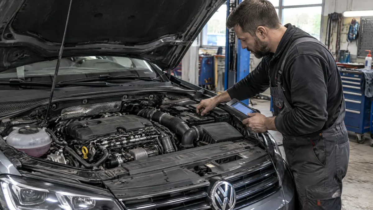 VW 2.0 TDI mit Motorcode DFGA in einer Werkstatt
