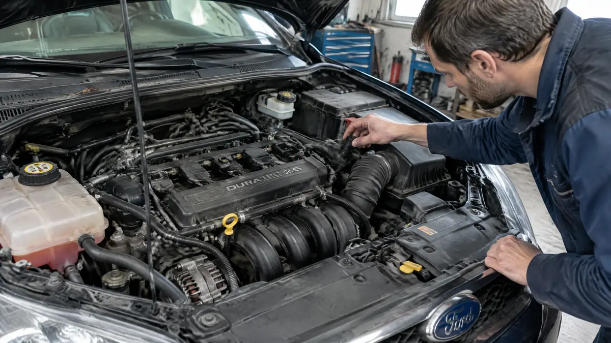 Ford 2.5 Duratec Benziner bei der Prüfung im Motorraum