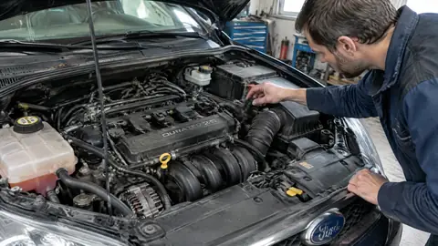 Ford 2.5 Duratec Benziner bei der Prüfung im Motorraum