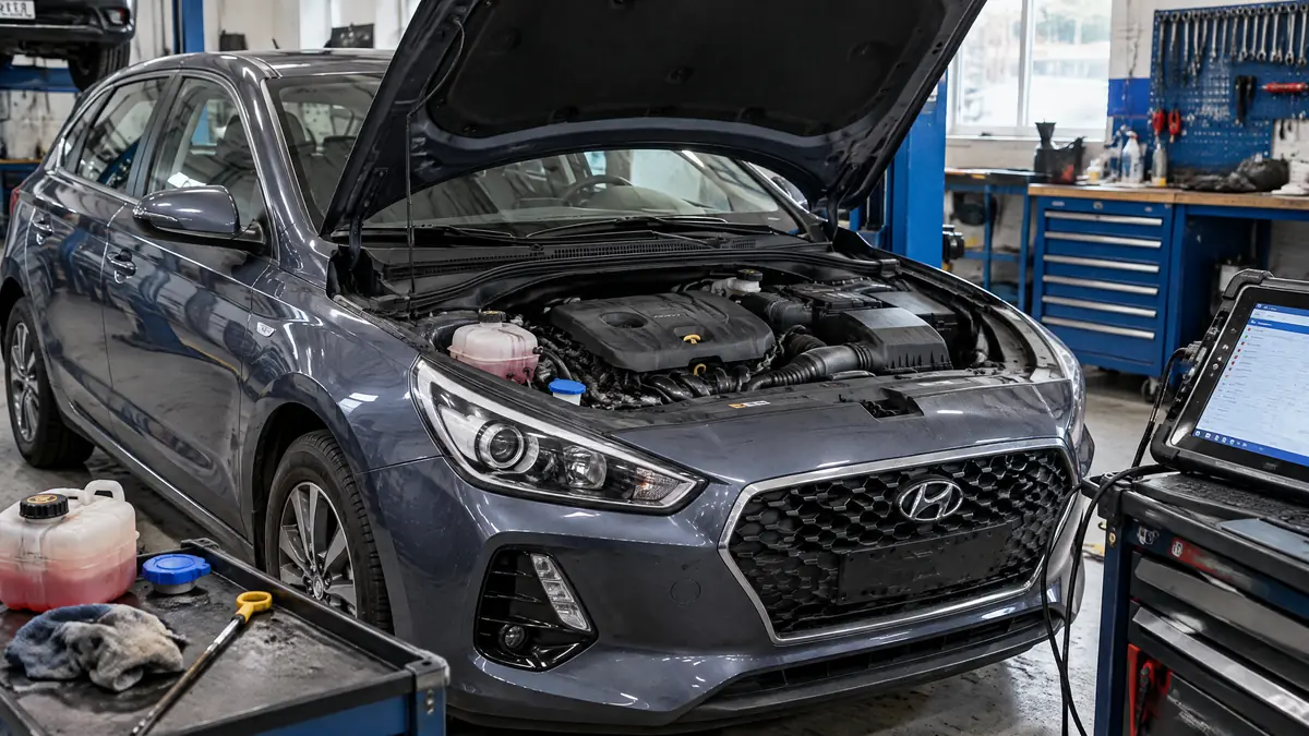 Hyundai i30 bei der Prüfung von Motor und Fehlerspeicher