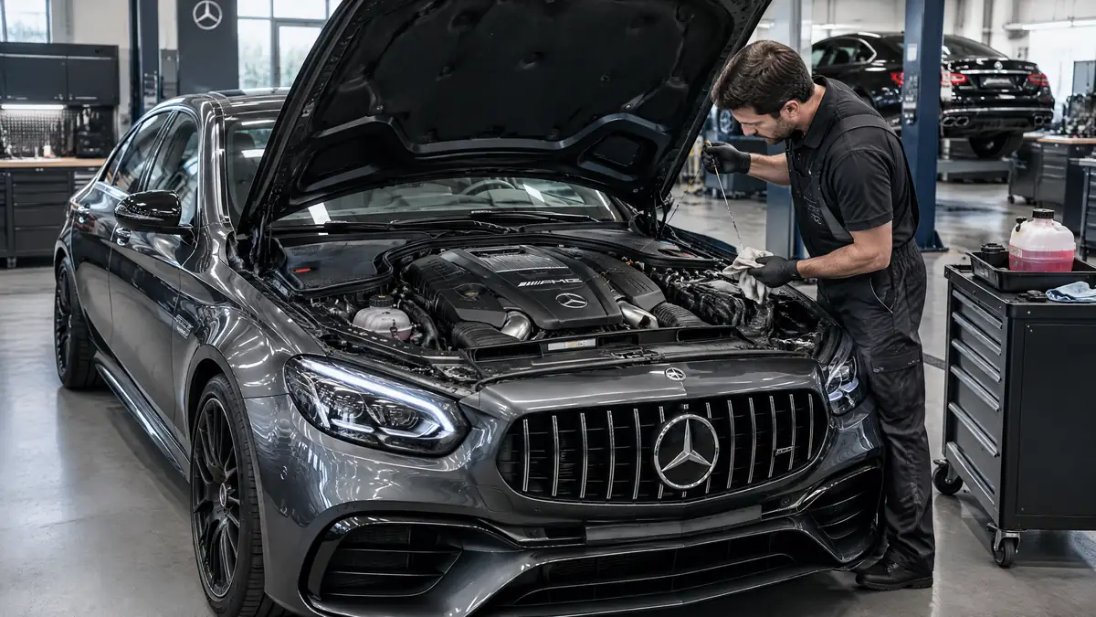 Mercedes-AMG M177 V8-Biturbo im Motorraum