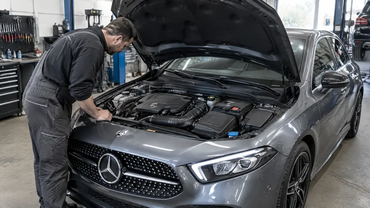 Mercedes-Benz Motorraum mit Renault-basiertem M282-Motor