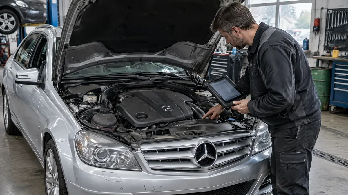 Mercedes OM651 Vierzylinder-Dieselmotor im Motorraum