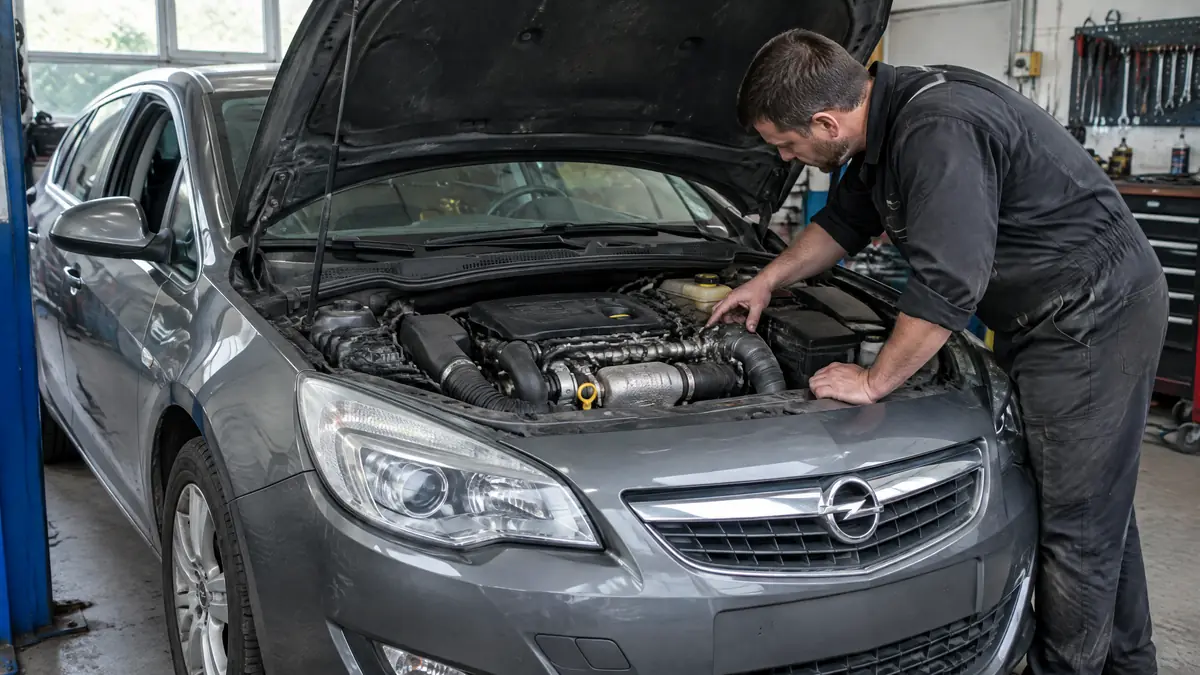 Opel 1.7 CDTI Dieselmotor bei der Diagnose im Motorraum