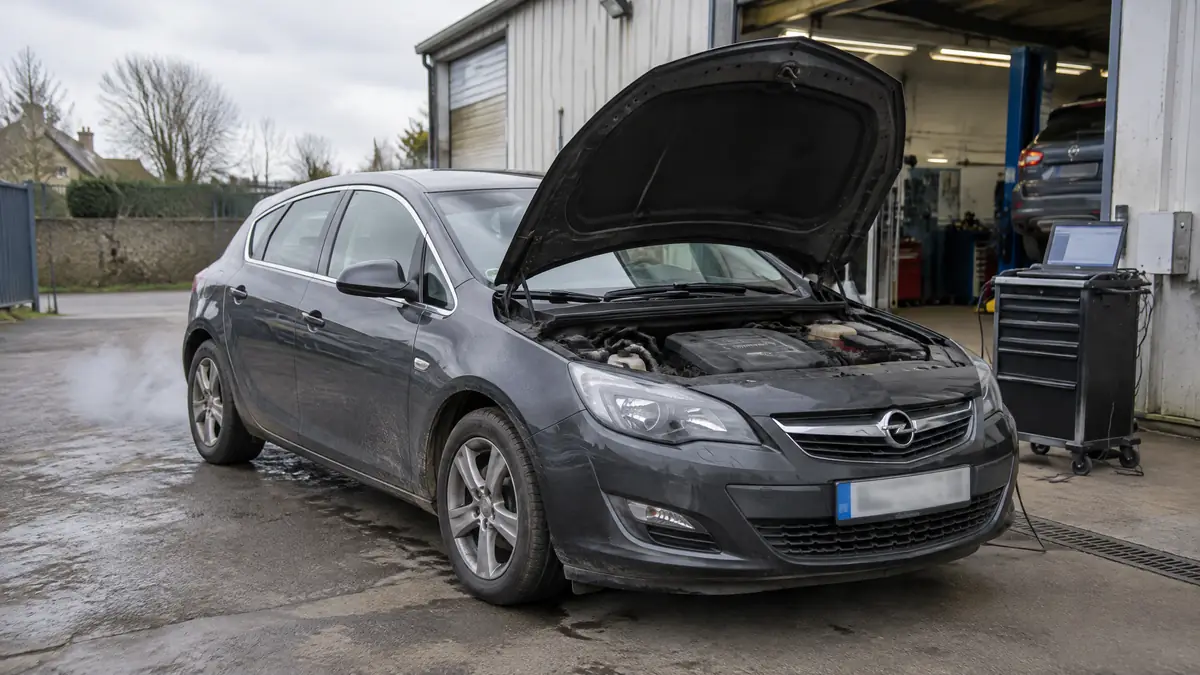 Opel Astra mit Dreizylinder-Dieselmotor auf einer Straße