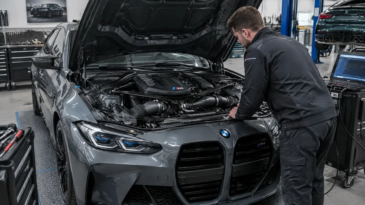 BMW S58 Reihensechszylinder im Motorraum eines M-Modells
