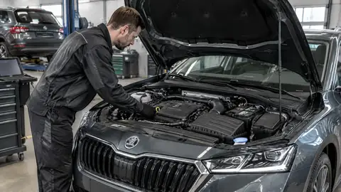 Skoda mit 1.5 TSI Motor bei der Werkstattdiagnose
