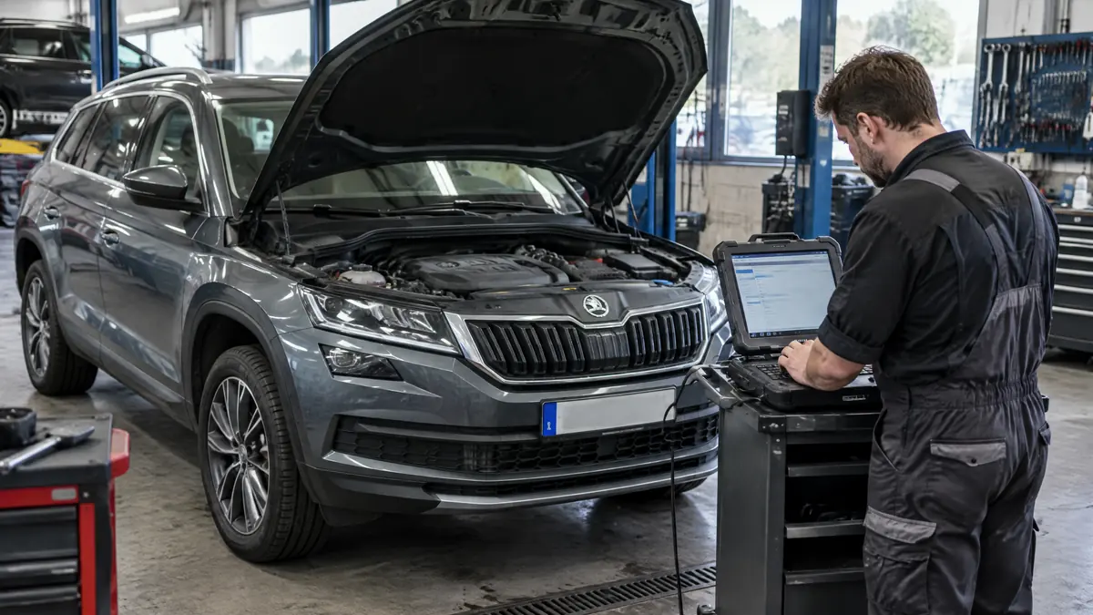 Škoda Kodiaq mit DSG auf einer Straße – Hinweise zu Getriebeproblemen