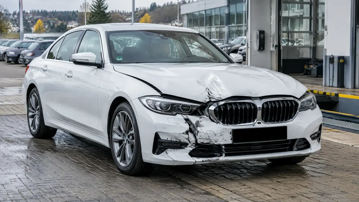 Beschädigtes Leasingfahrzeug nach einem Unfall mit Gutachten