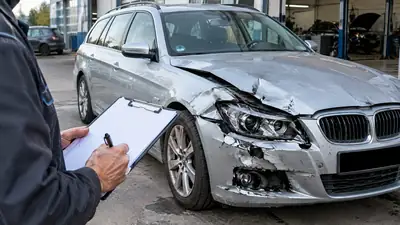 Beschädigtes Auto nach einem Unfall mit Gutachten zur Totalschadenabrechnung