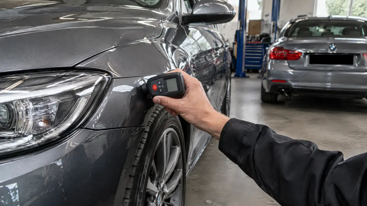 Beschädigtes Auto mit Gutachten zu Totalschaden und Wertminderung