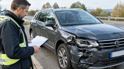 Beschädigtes finanziertes Auto nach einem unverschuldeten Unfall mit Totalschaden